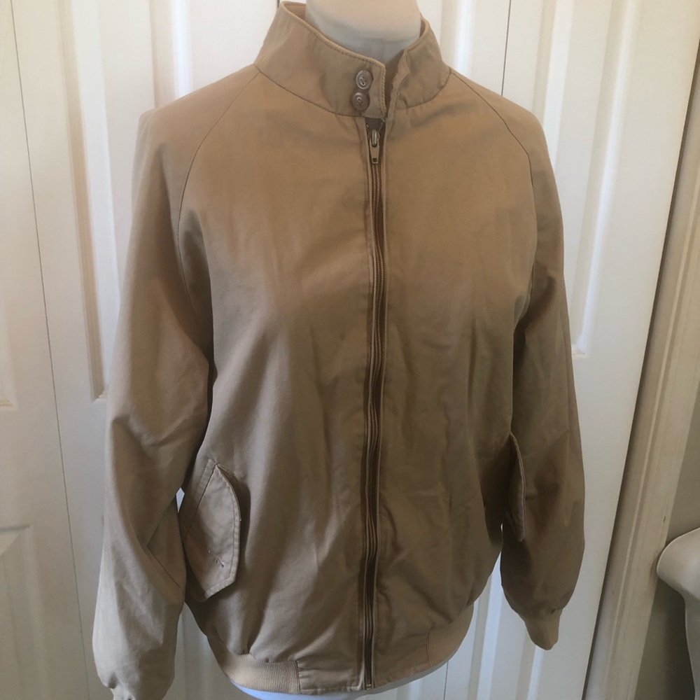 Men's Lightweight Vintage Tan Zip Jacket with Stand Collar